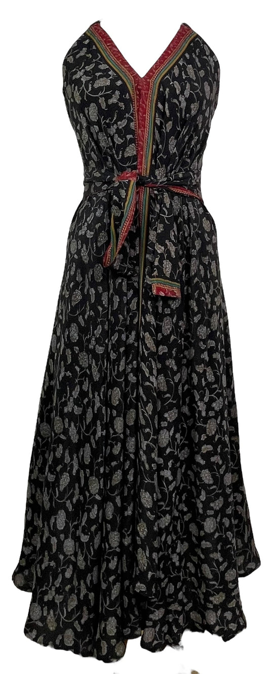 PRC7693 Avatar Pure Silk Maxi Dress with Belt - Velora Luxury Fashion