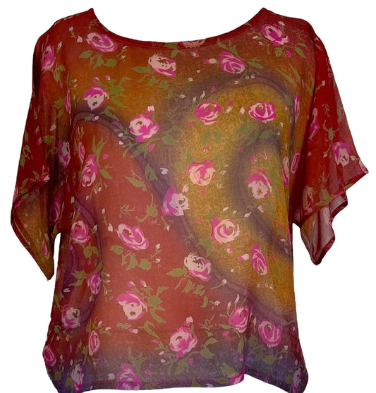 PRG4872 Sheer Avatar Pure Silk Boxy Top - Velora Luxury Fashion