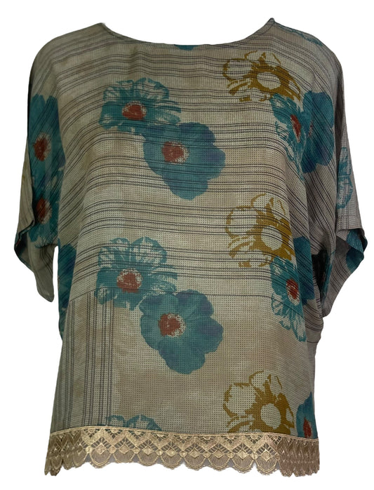 PRG5387 Sheer Avatar Pure Silk Side Slit Top - Velora