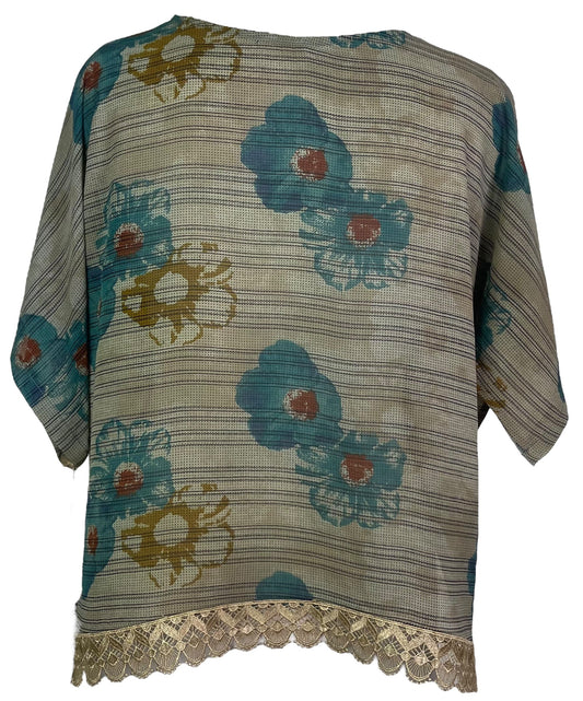 PRG5387 Sheer Avatar Pure Silk Side Slit Top - Velora