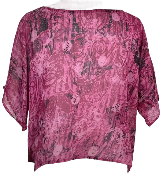 PRG5501 Sheer Avatar Pure Silk Boxy Top - Velora