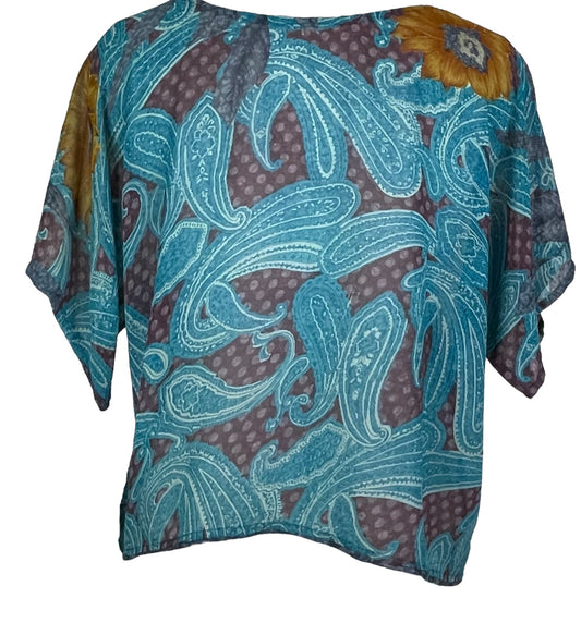 PRG5504 Sheer Avatar Pure Silk Boxy Top - Velora