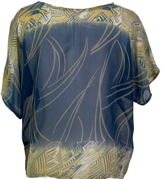 PRG5512 Sheer Avatar Pure Silk Boxy Top - Velora