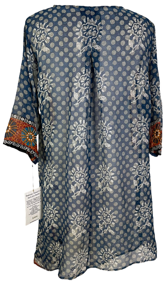 PRG6026 Sheer Avatar Pure Silk Self Pocket Tunic Dress - Velora Luxury Fashion