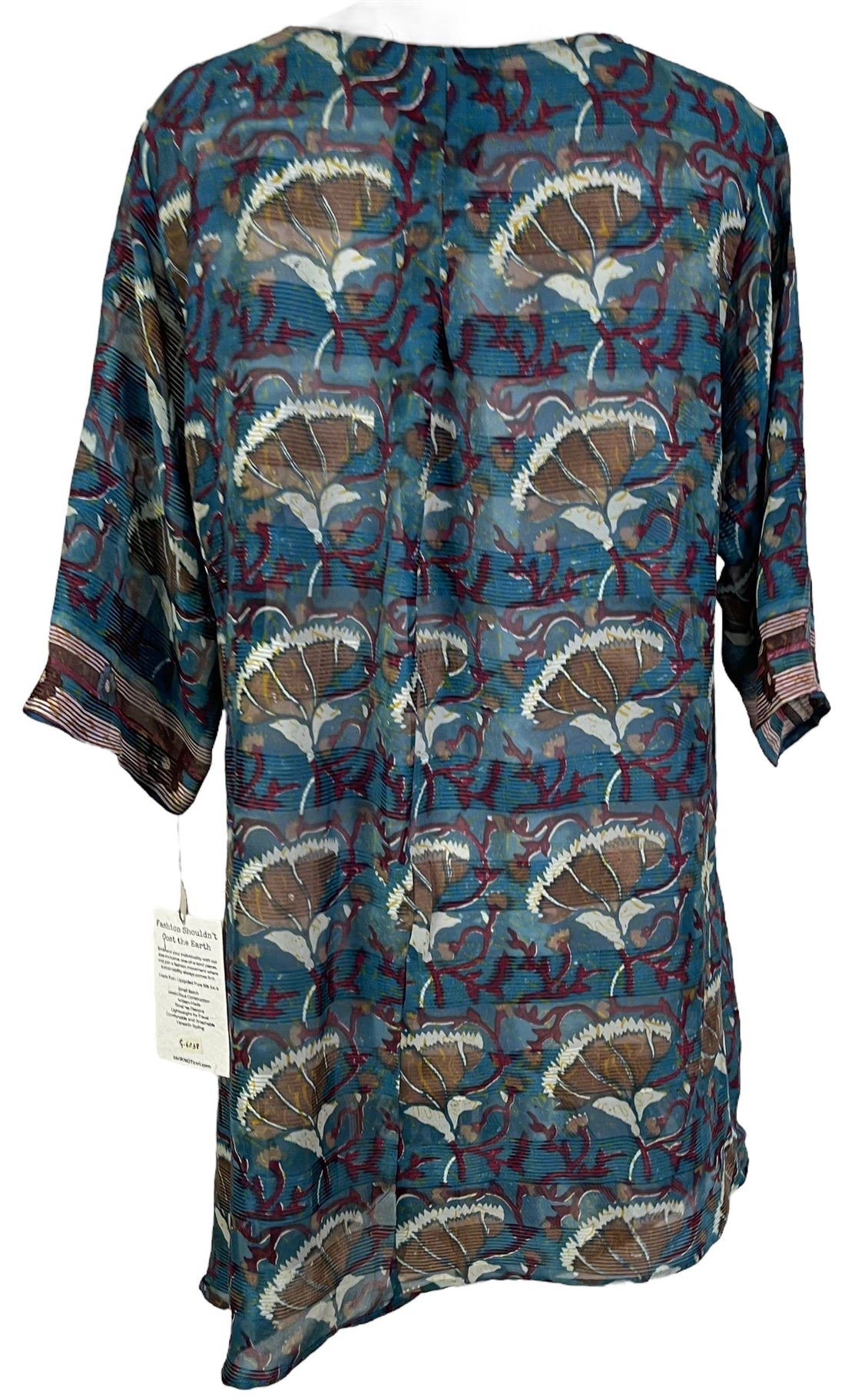 PRG6038 Sheer Avatar Pure Silk Self Pocket Tunic Dress - Velora Luxury Fashion