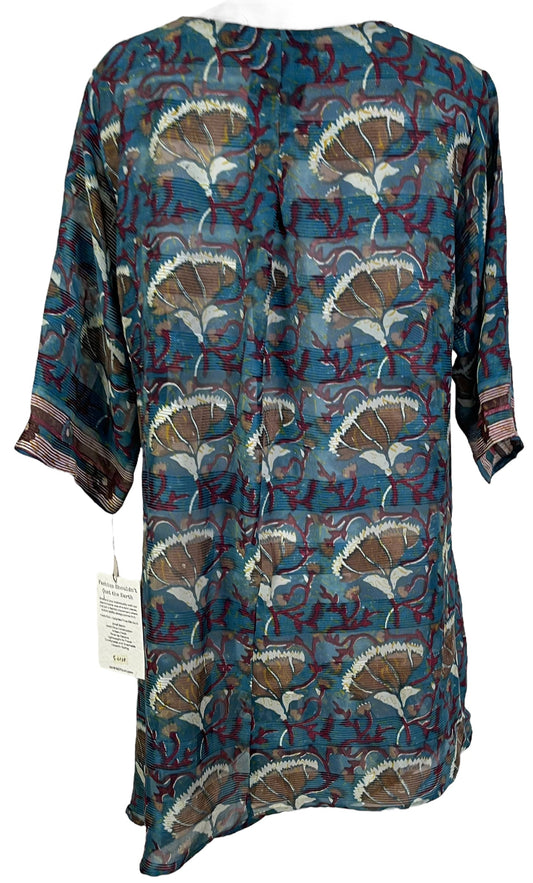 PRG6038 Sheer Avatar Pure Silk Self Pocket Tunic Dress - Velora Luxury Fashion