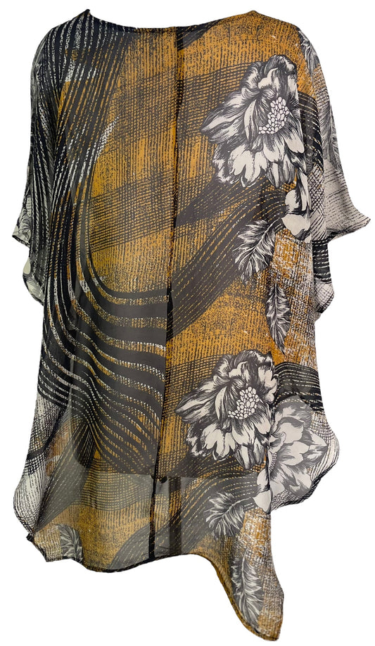 PRG6304 Sheer Avatar Pure Silk Waterfall Top - Velora Luxury Fashion