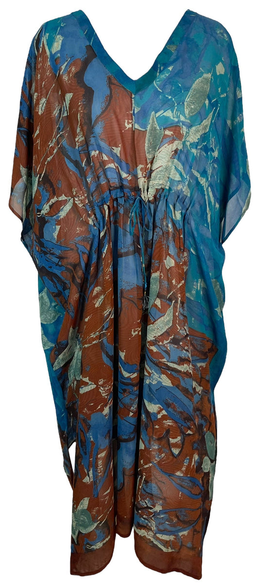 PRG6365 Sheer Avatar Pure Silk Maxi Kaftan - Velora Luxury Fashion