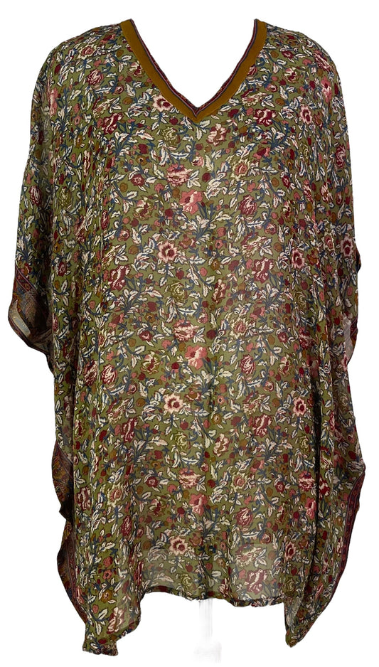 PRG6612 Sheer Avatar Pure Silk Short Kaftan Tunic without Slits - Velora