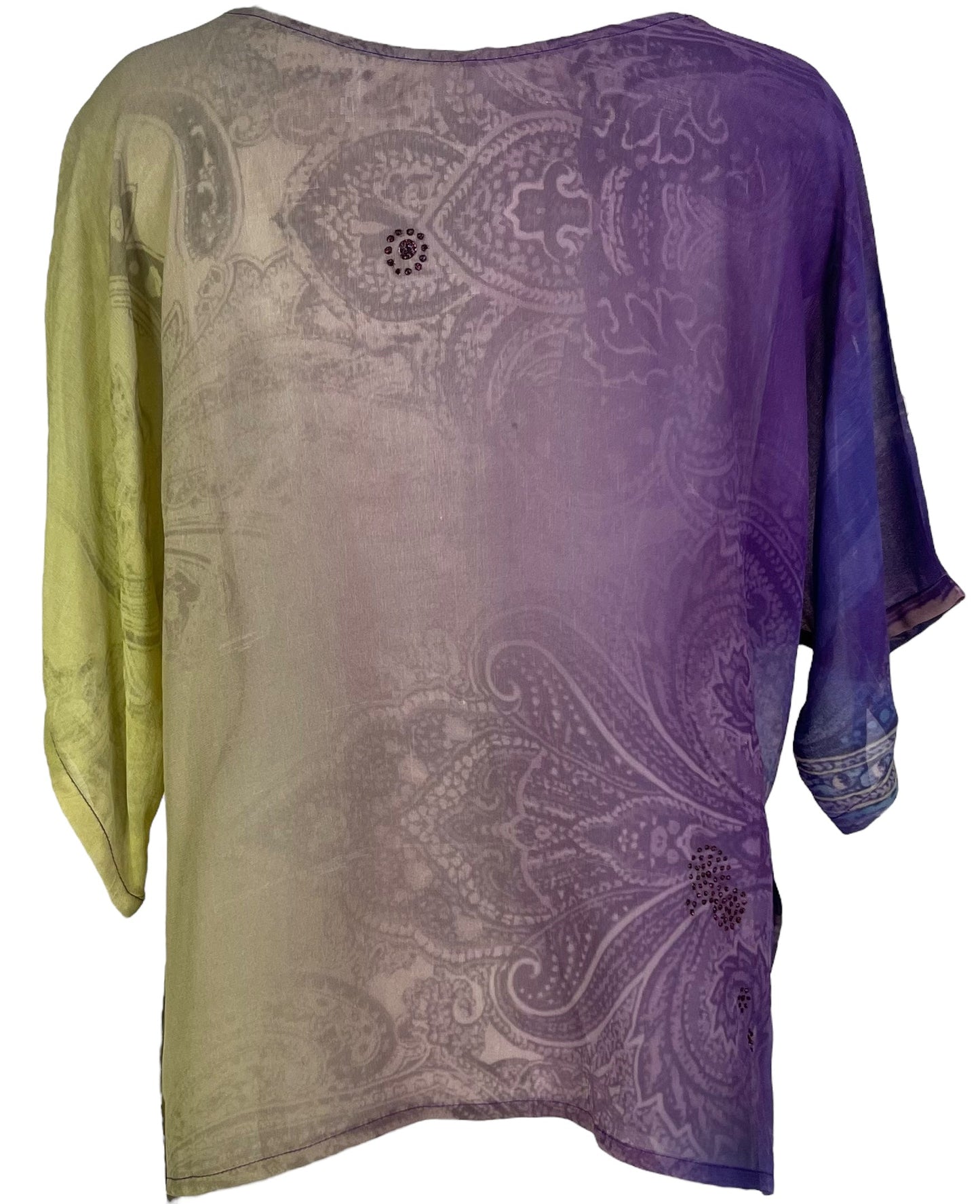 PRG6632 Sheer Avatar Pure Silk Side Slit Top - Velora Luxury Fashion