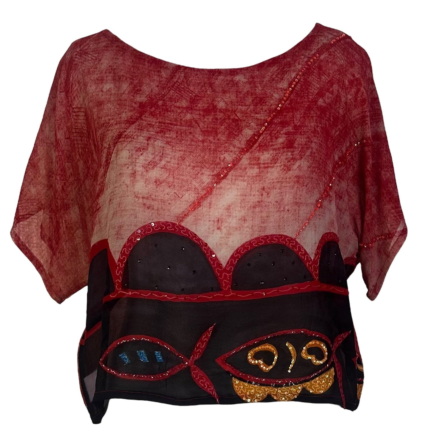 PRG6788 Sheer Avatar Pure Silk Boxy Top - Velora