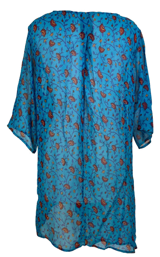 PRG6805 Sheer Avatar Pure Silk Self Pocket Tunic Dress - Velora Luxury Fashion