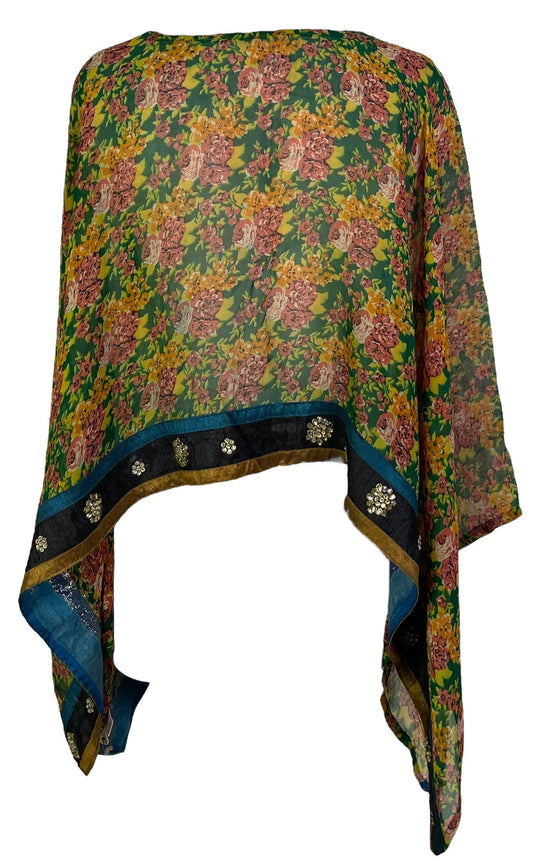 PRG6899 Sheer Avatar Pure Silk Capelet Poncho - Velora