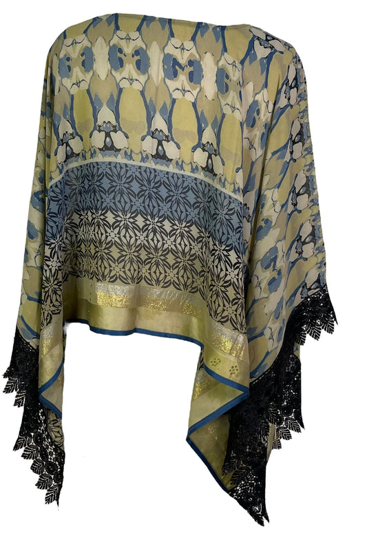 PRG7065 Sheer Avatar Pure Silk Capelet Poncho - Velora Luxury Fashion