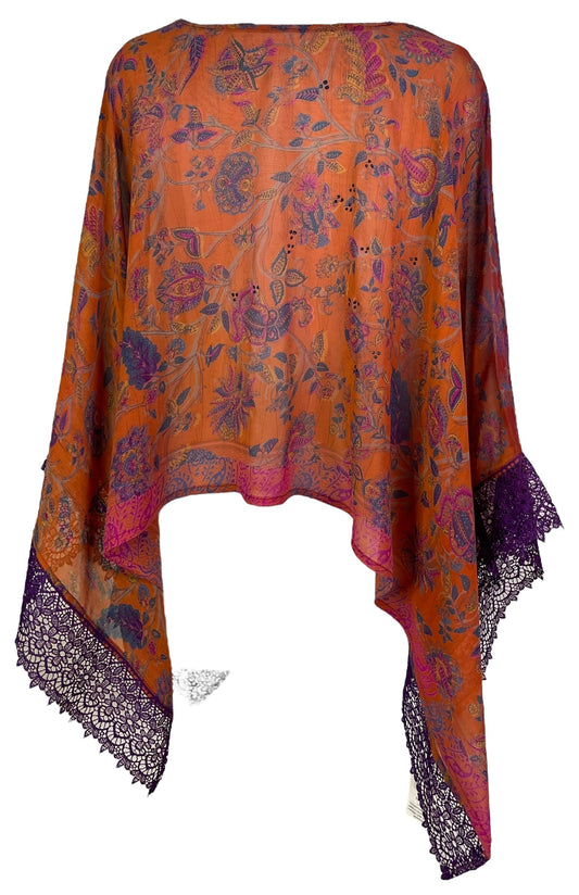 PRG7085 Sheer Avatar Pure Silk Capelet Poncho - Velora