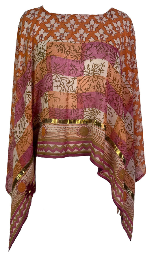 PRG7088 Sheer Avatar Pure Silk Capelet Poncho - Velora Luxury Fashion