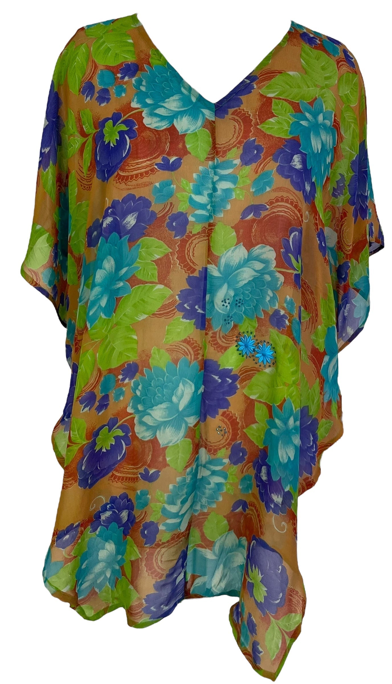 PRG7105 Sheer Avatar Pure Silk Waterfall Top - Velora Luxury Fashion
