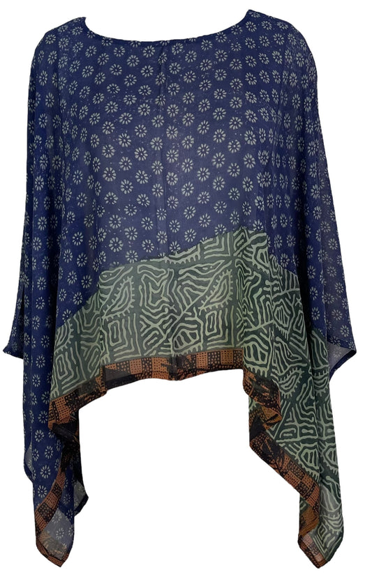 PRG7106 Sheer Avatar Pure Silk Capelet Poncho - Velora