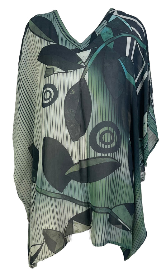 PRG7132 Sheer Avatar Pure Silk Short Kaftan Tunic without Slits - Velora Luxury Fashion