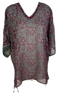 PRG7183 Sheer Avatar Pure Silk Long Tunic with Side Ties - Velora Luxury Fashion