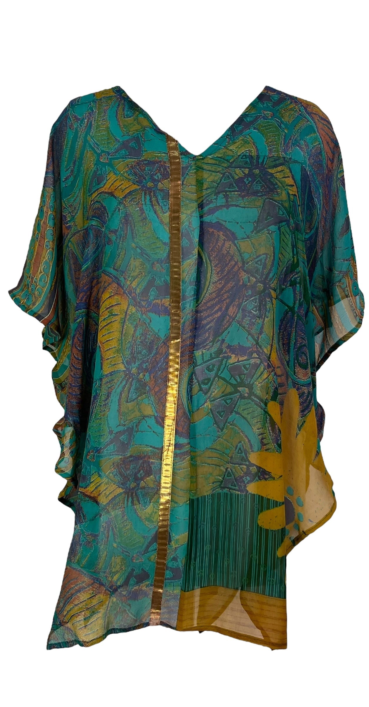 PRG7259 Sheer Avatar Pure Silk Waterfall Top - Velora Luxury Fashion