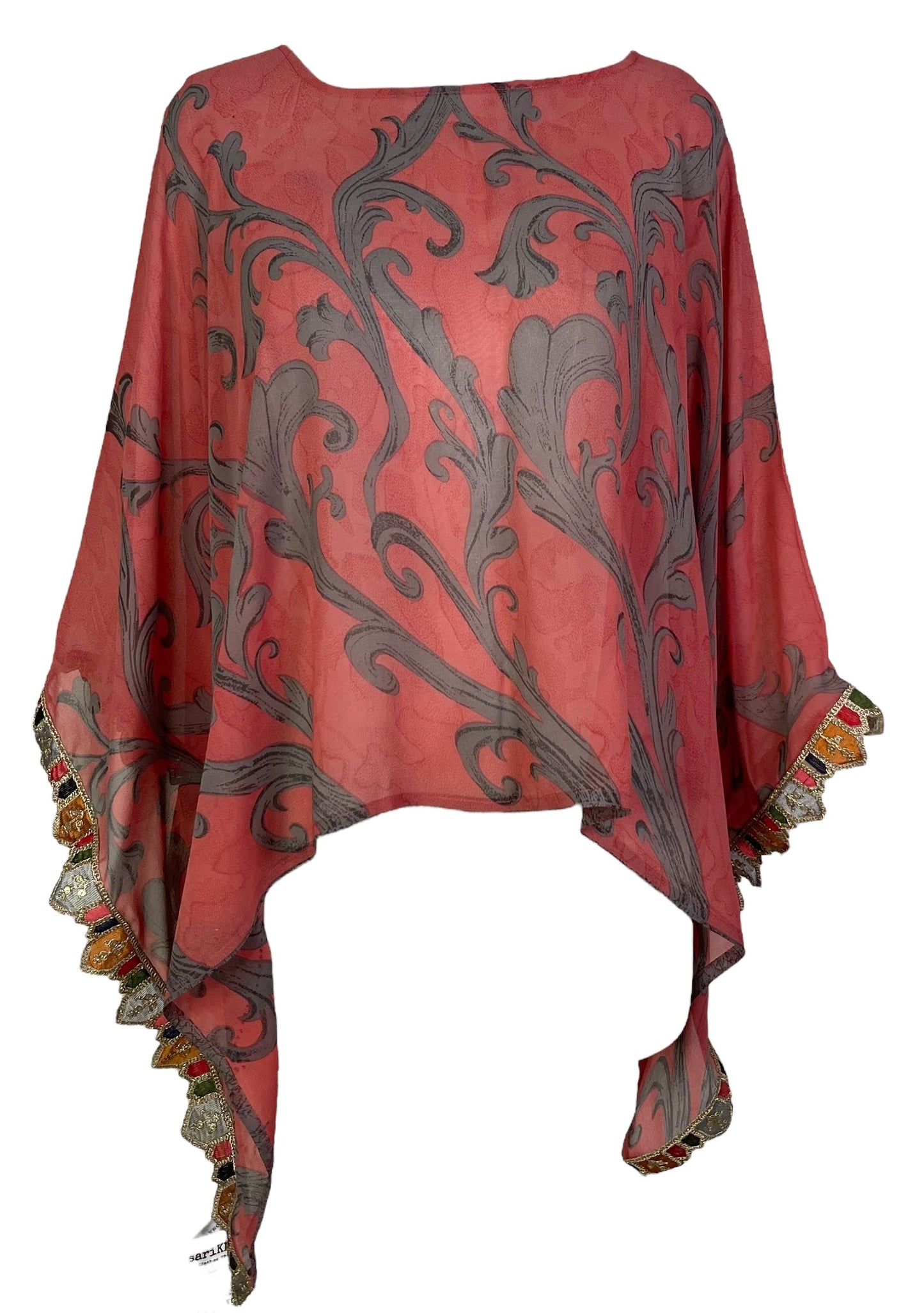 PRG7263 Sheer Avatar Pure Silk Capelet Poncho - Velora Luxury Fashion