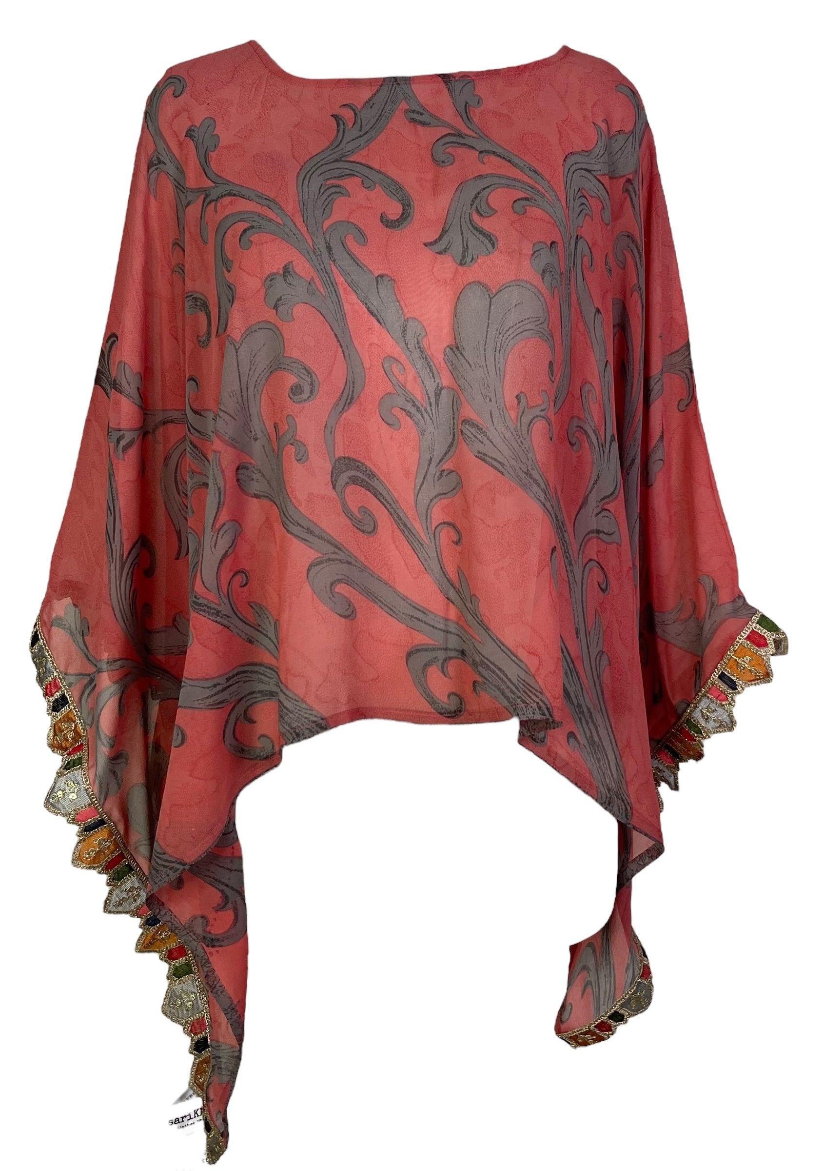 PRG7263 Sheer Avatar Pure Silk Capelet Poncho - Velora Luxury Fashion