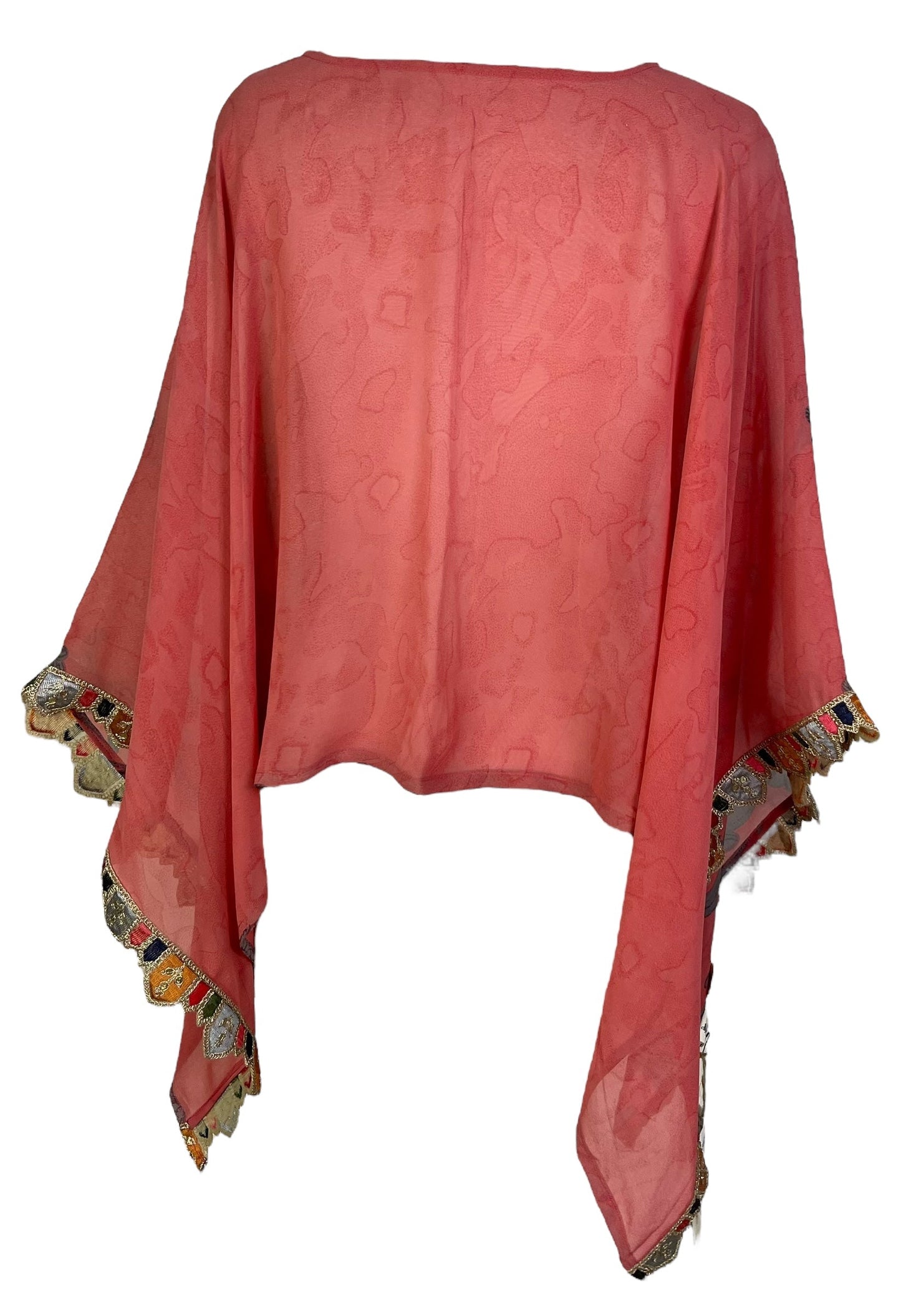 PRG7263 Sheer Avatar Pure Silk Capelet Poncho - Velora Luxury Fashion