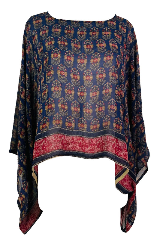 PRG7334 Sheer Avatar Pure Silk Kimono-Sleeved Top - Velora Luxury Fashion