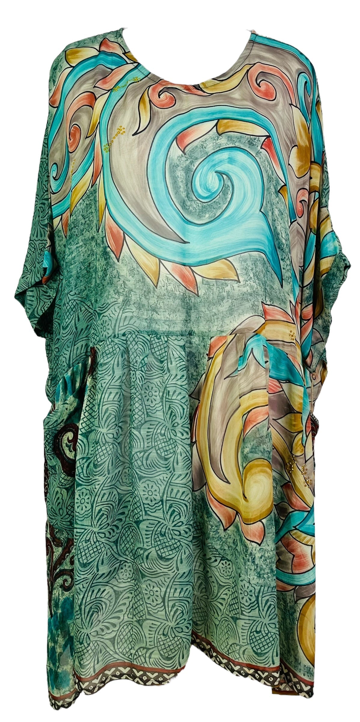 PRG7428 Sheer Avatar Pure Silk Boxy Babydoll Dress - Velora Luxury Fashion