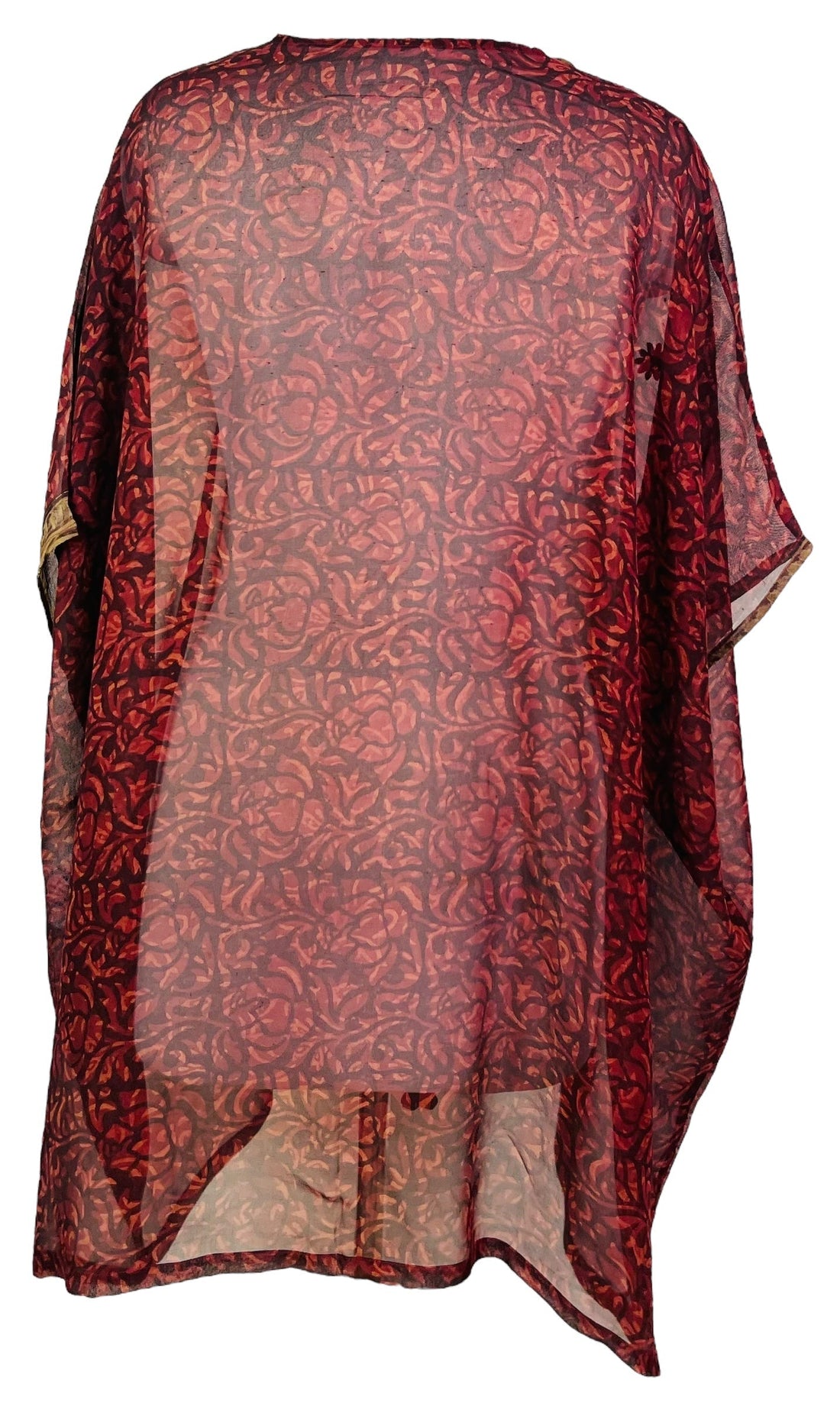 PRG7480 Sheer Avatar Pure Silk Short Kaftan Tunic without Slits - Velora Luxury Fashion