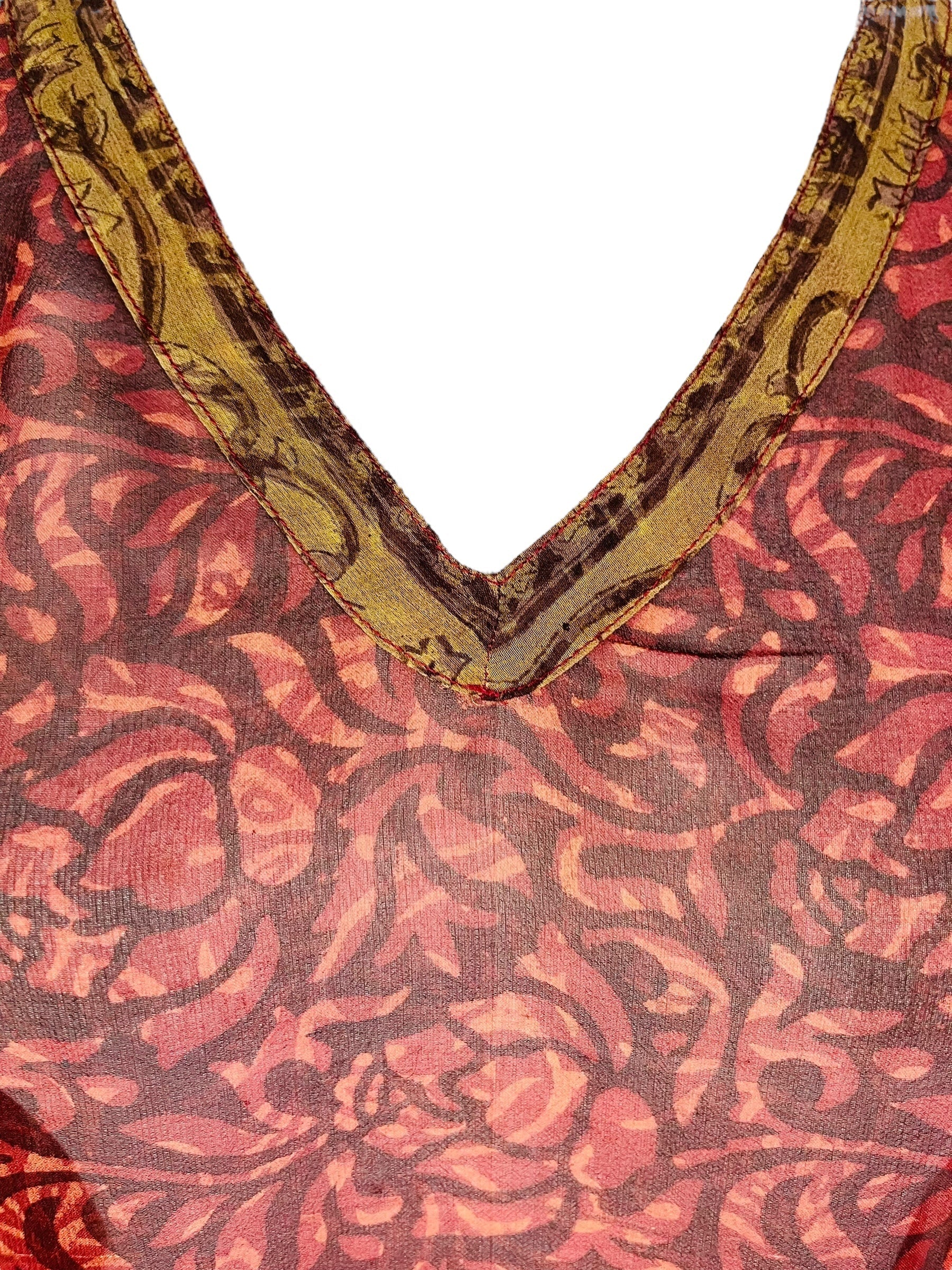 PRG7480 Sheer Avatar Pure Silk Short Kaftan Tunic without Slits - Velora Luxury Fashion
