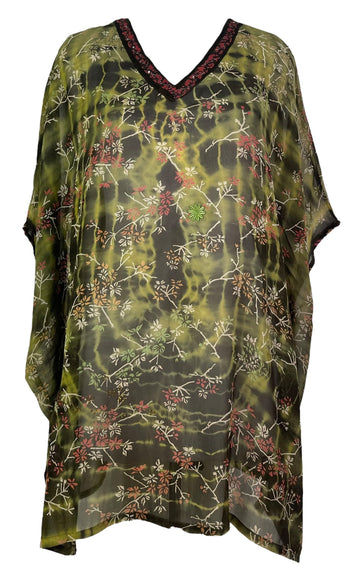 PRG7481 Sheer Avatar Pure Silk Short Kaftan Tunic without Slits - Velora Luxury Fashion