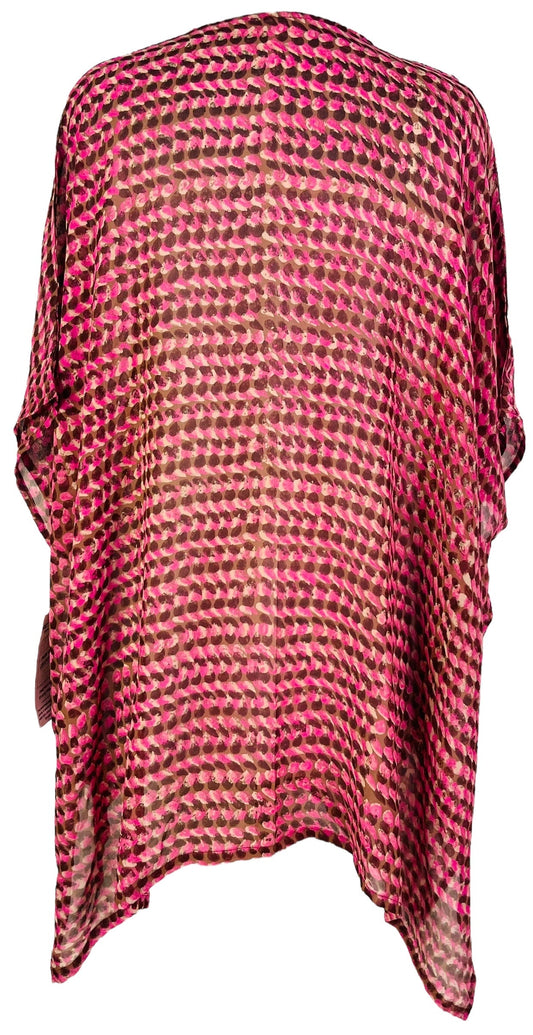 PRG7484 Sheer Avatar Pure Silk Short Kaftan Tunic with Slits - Velora Luxury Fashion
