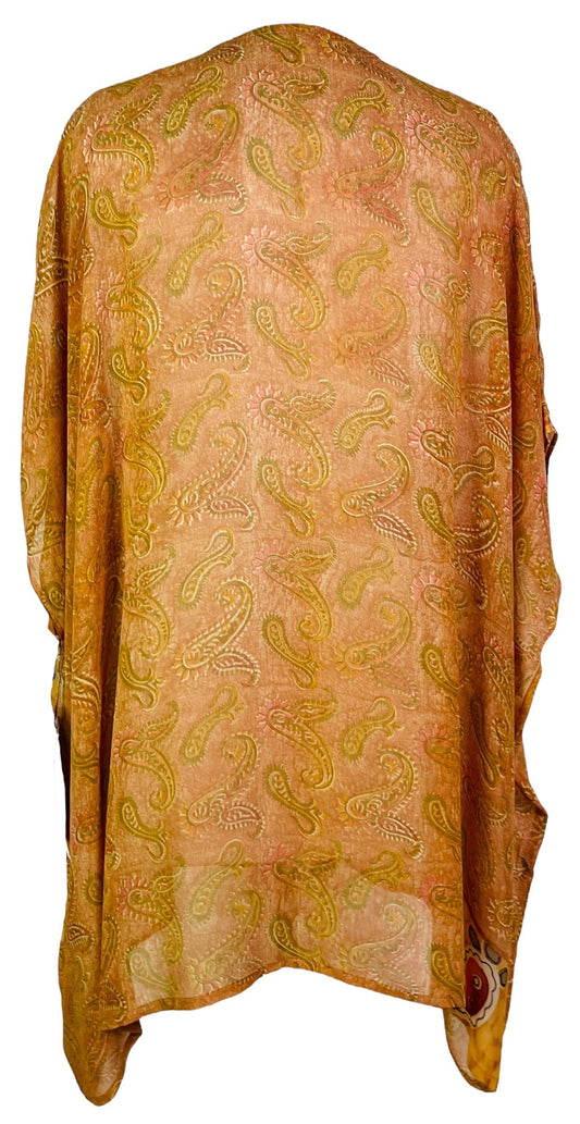 PRG7488 Sheer Avatar Pure Silk Short Kaftan Tunic without Slits - Velora