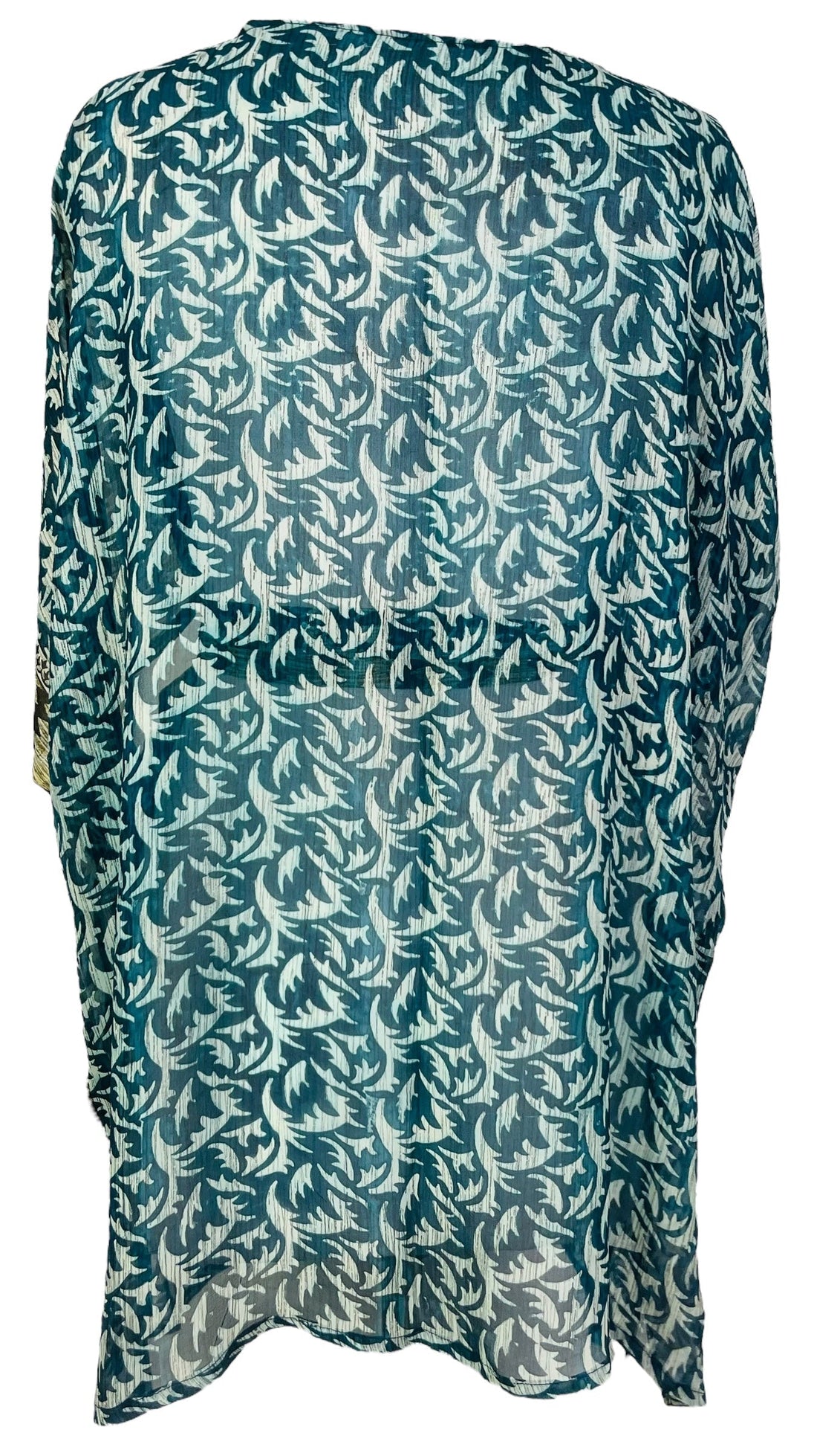 PRG7490 Sheer Avatar Pure Silk Kimono-Sleeved Jacket with Belt - Velora Luxury Fashion