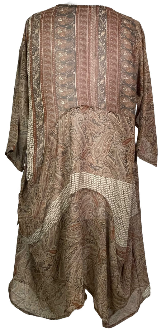 PRG7824 Sheer Avatar Pure Silk Sculptural Long Tunic Dress - Velora