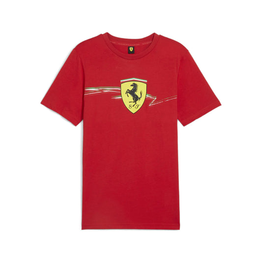 PUMA Mens Ferrari Race Big Shield Tee Rosso Corsa - Velora Luxury Fashion