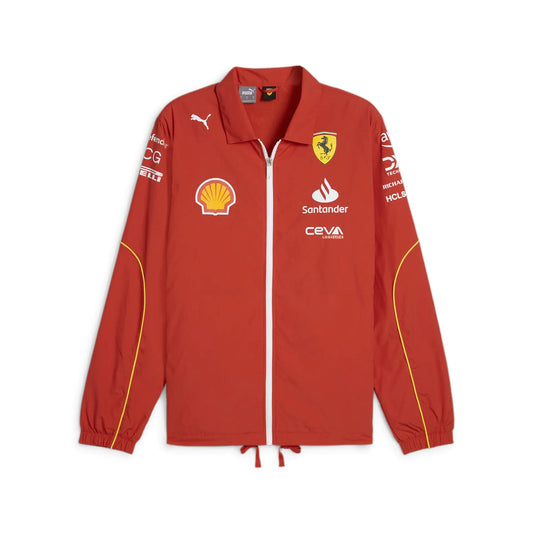 PUMA Scuderia Ferrari Mens 2024 Team Coach Jacket Burnt Red - Size: Medium - Velora Luxury Fashion
