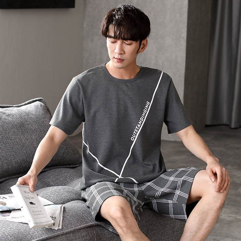 Pajamas Men's Summer Cotton Short Sleeve Shorts Suit