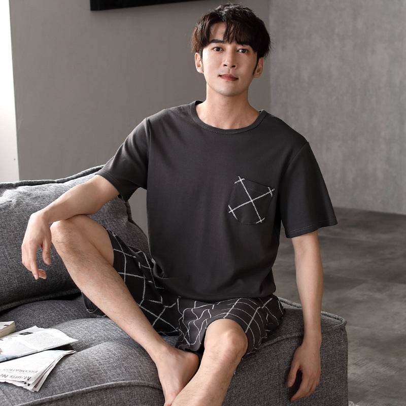 Pajamas Men's Summer Cotton Short Sleeve Shorts Suit