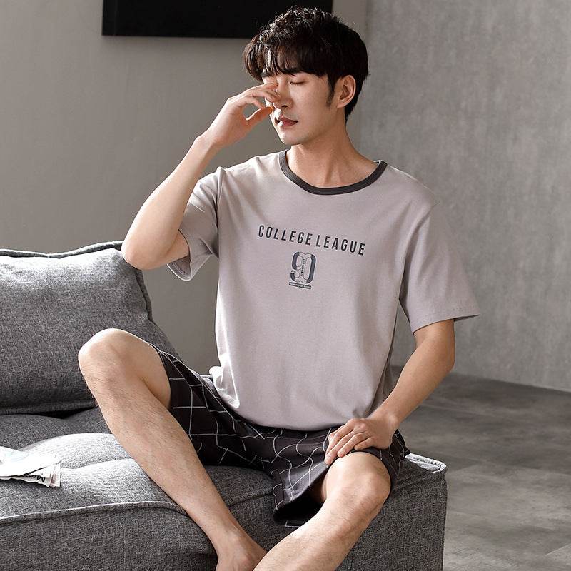 Pajamas Men's Summer Cotton Short Sleeve Shorts Suit