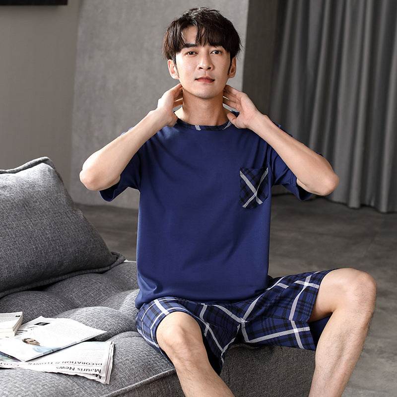 Pajamas Men's Summer Cotton Short Sleeve Shorts Suit