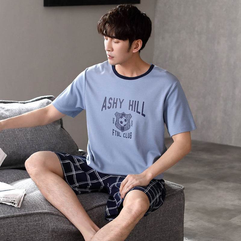 Pajamas Men's Summer Cotton Short Sleeve Shorts Suit