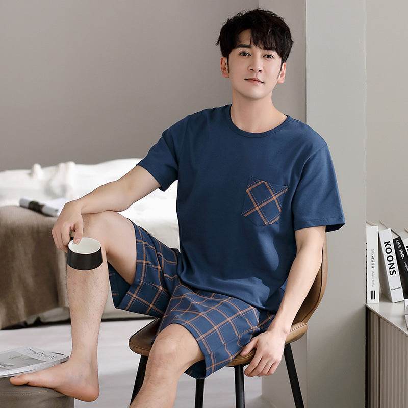 Pajamas Men's Summer Cotton Short Sleeve Shorts Suit