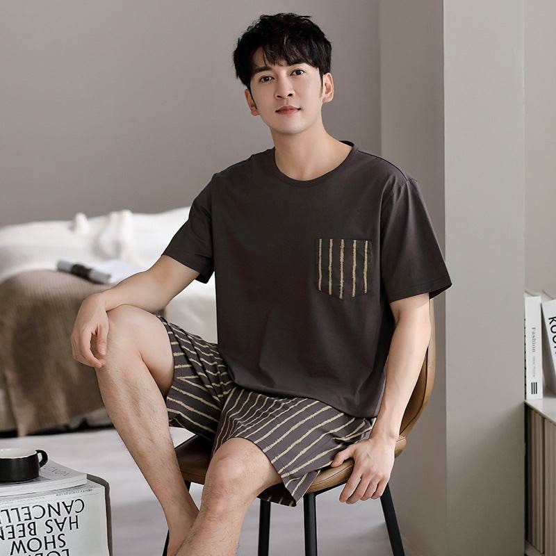 Pajamas Men's Summer Cotton Short Sleeve Shorts Suit
