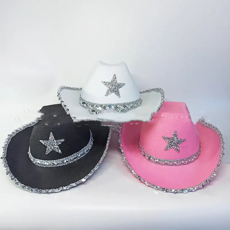 Party Black Bilateral Sequined Cowboy Hat EX-STOCK Canada