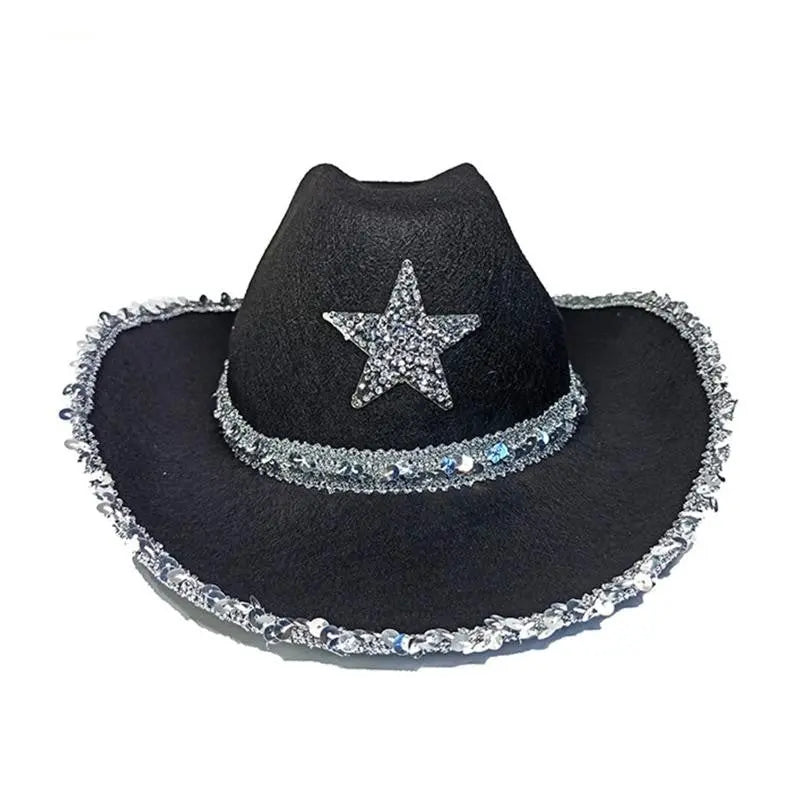 Party Black Bilateral Sequined Cowboy Hat EX-STOCK Canada
