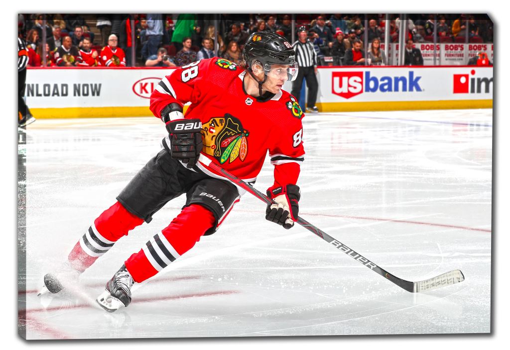 Patrick Kane 20x29 Framed Canvas Blackhawks Red-H Skating - Velora Luxury Fashion