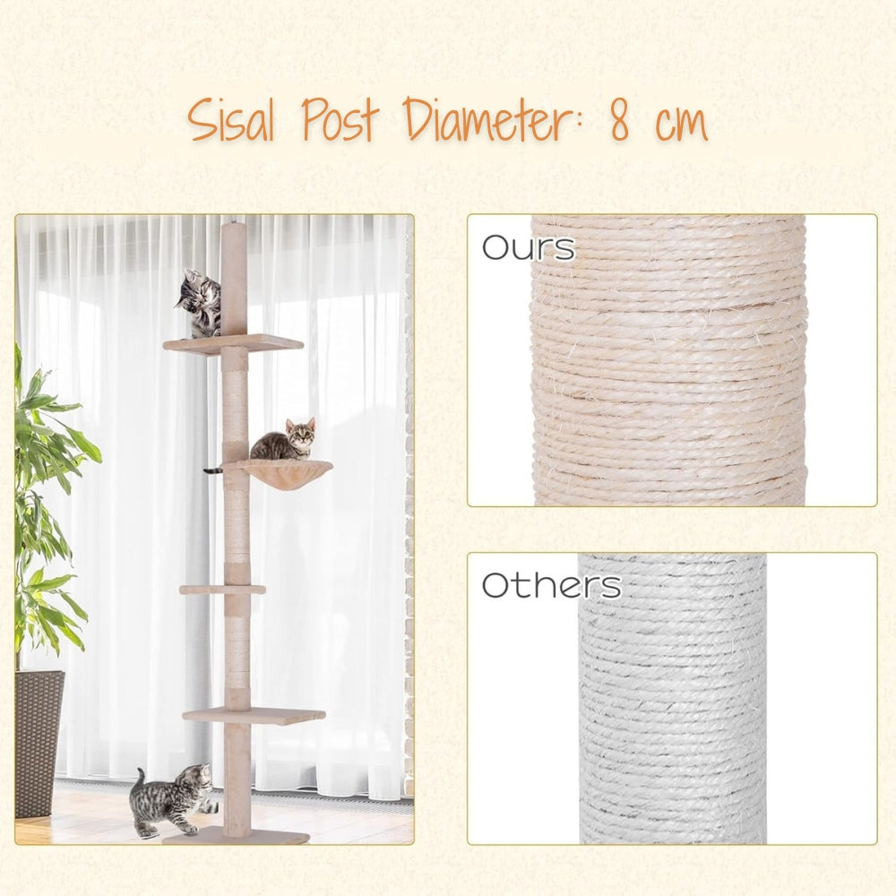 Floor-to-Ceiling No Drill Minimalist Cat Tree | PawHut